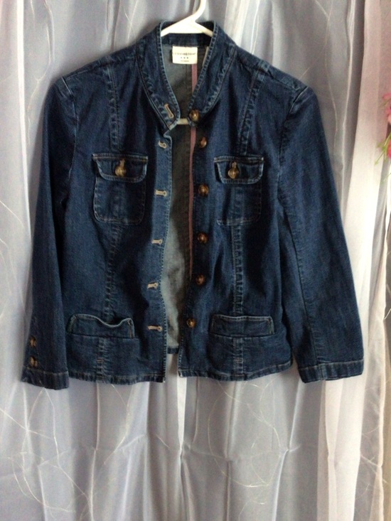 Covington Jackets & Blazers - Covington Dark Blue Denim Military Jacket with Brass Buttons